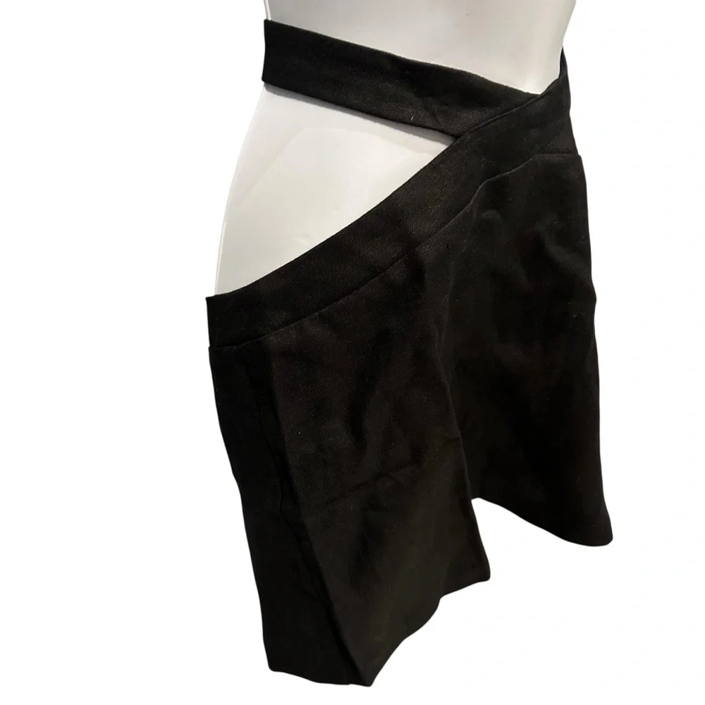 Rumer Avalon Mini Wrap Skirt Black Linen Small New with Tag
